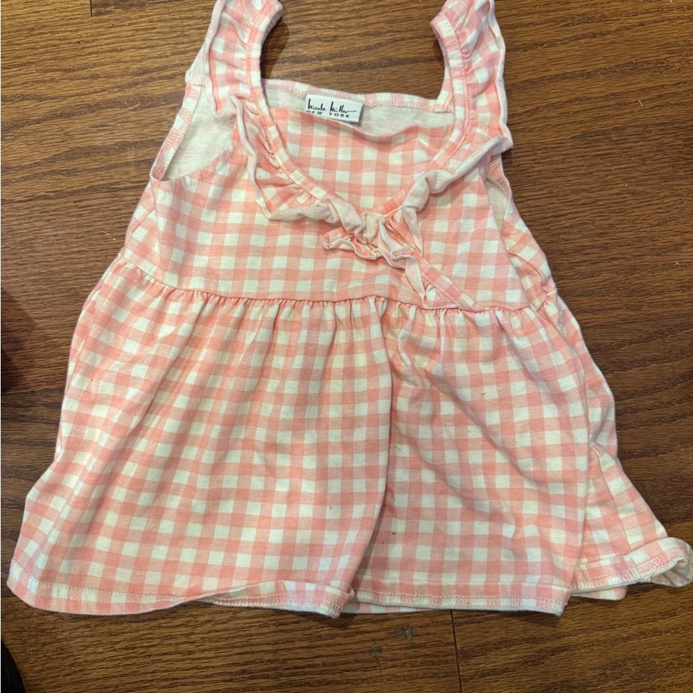 Nicole Miller Pink and White Gingham Top